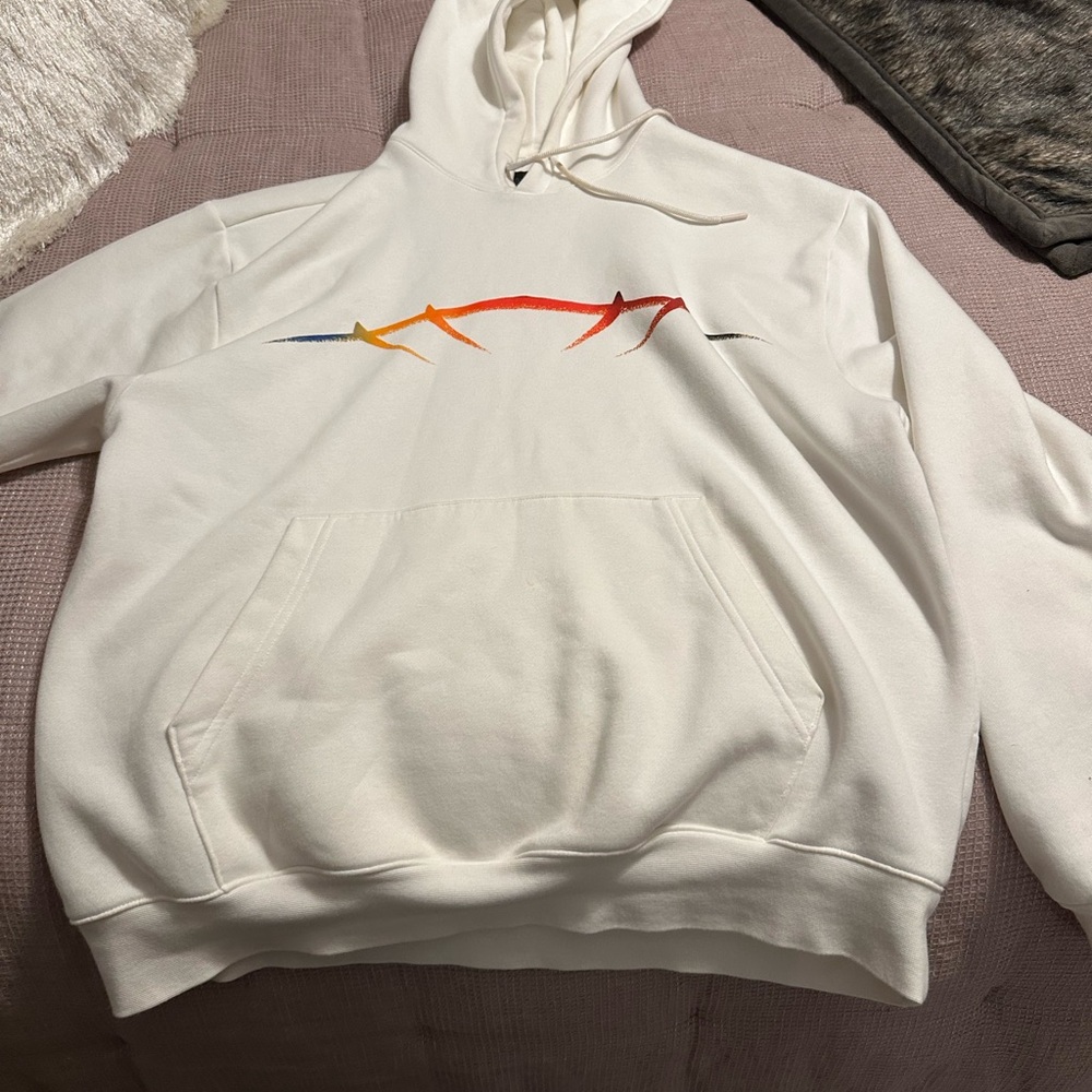 Jordan White Hoodie with Eiffel Tower Multicolor Design